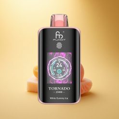 Fumot Tornado 25000 Puffs Beli Gumijasti Led z HD Zaslonom in 700mAh Baterijo
